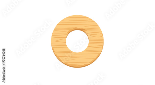 Round wooden ring with a hole in the center displays a natural light brown wood grain texture on a white background.