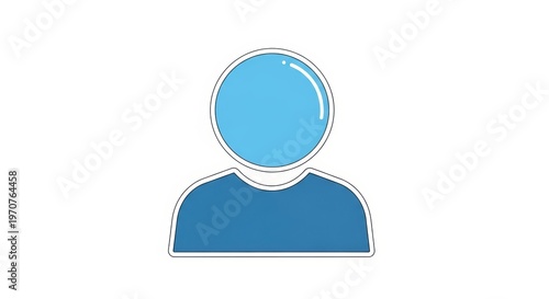 Minimalist user profile icon, blue human avatar symbol on white background, professional person silhouette for digital interface design