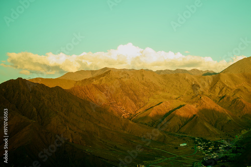Mountain sunset in Lhasa, Tibet, China.