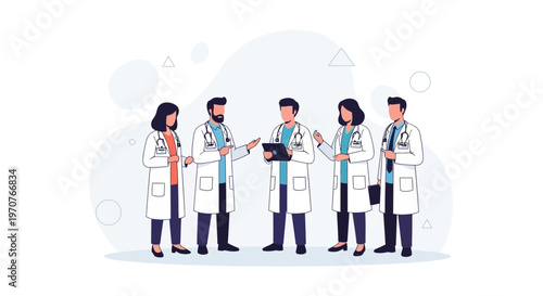 Diverse Medical Team Collaboration: Doctors Discussing Patient Care in Modern Clinic