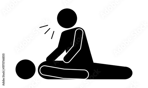 倒れている人に呼び掛ける人のピクトグラム