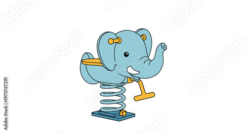 Blue elephant spring rider for children playground equipment isolated on white background for recreational park design vector.