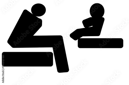 向き合って座る親子のアイコン