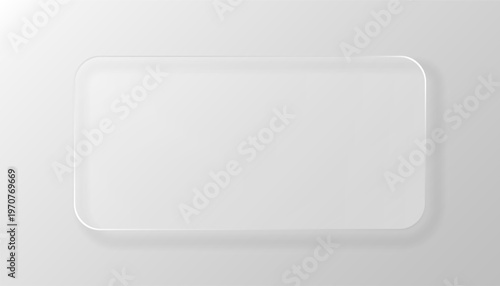 Liquid glassmorphism rectangle border with shadow on light gray background. Vector illustration