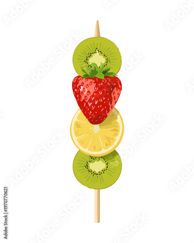 Foto Healthy fruit kebab with colorful berries and slices for nutritious snack and su