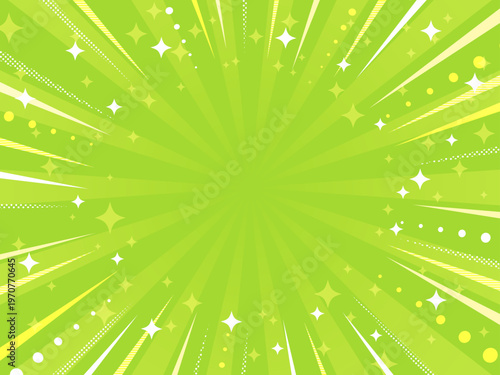 キラキラとおしゃれな集中線の背景、ゴールデンウィークや初夏・夏のイメージ、チラシやバナーのデザイン素材