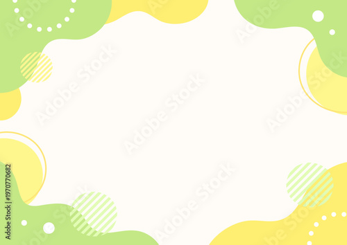 ゴールデンウィークや初夏のイメージの背景、新緑カラーの幾何学模様のフレーム