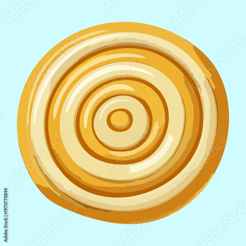 Sweet cinnamon roll with spiral design and golden crust for delicious breakfast and bakery shop menu graphics - Vector Illustration