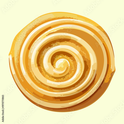 Freshly baked cinnamon swirl bun for sweet breakfast and delicious pastry shop menu illustration and advertising - Vector Illustration