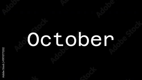 October Text Animation on Black Background for Seasonal Concept