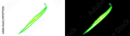 Dynamic Green Light Streak Effect on Transparent and Black Background