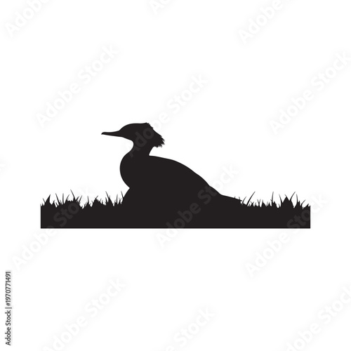 Common merganser silhouette vector flat illustration design.Adobe Illustrator Artwork