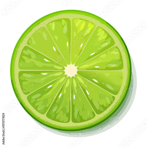 Sliced green lime fruit with detailed texture for refreshing citrus beverages and healthy lifestyle branding and graphic design - Vector Illustration