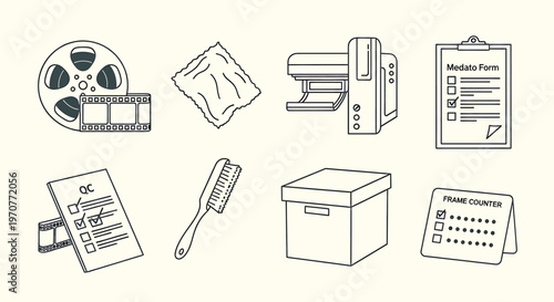 Sketch of various electronic components and devices isolated on transparent background