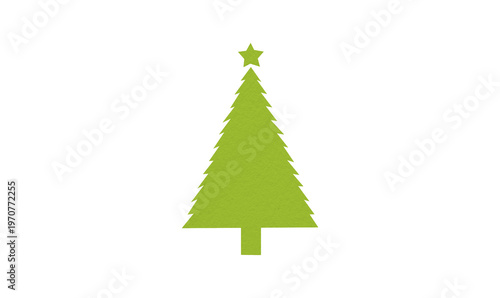 A cute light green Christmas tree made of paper is placed on a transparent background.