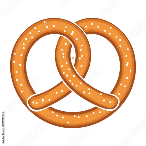 Golden baked pretzel knot for bakery shop display and healthy snack menu illustration for local cafe and deli - Vector Illustration