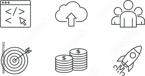 Startup Outline Icons Minimal Design for Business Elements