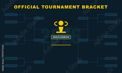 Hand-drawn official soccer tournament bracket infographic template for world championship sports events featuring competitive knockout stage authentic illustration