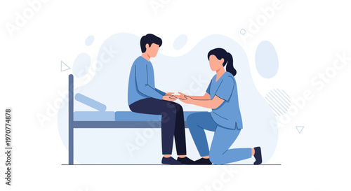 Nurse caring for patient in hospital room, medical assistance and healthcare concept