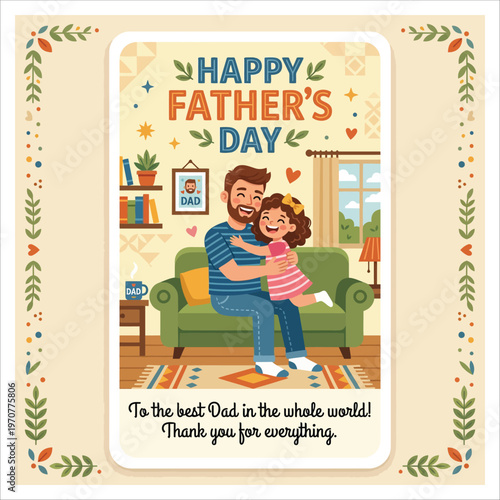 Father's Day Card: A Warm Illustration of a Dad and Daughter's Love