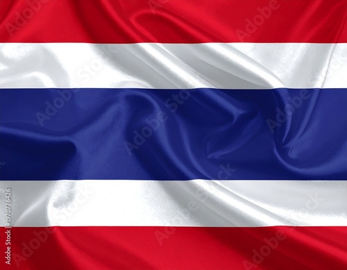 A flag with red, white, and blue horizontal stripes on a wavy fabric