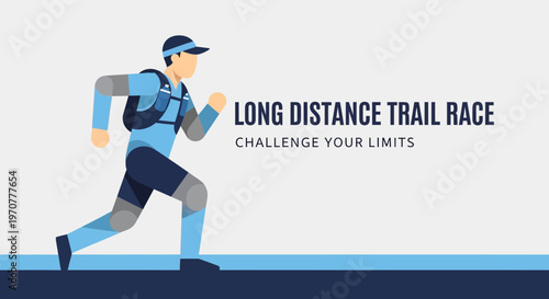 Runner in Motion, Illustrating Long Distance Trail Race and Pushing Human Limits To Its Maximum
