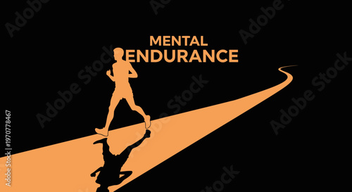 Runner Towards Mental Fortitude Depicted On Illustrative Pathway For Strength