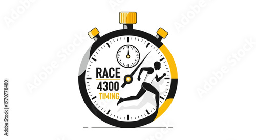 Runner Timing Himself on Stopwatch in Race with Precision And Speed For Success