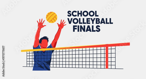 School Volleyball Finals: Dynamic Illustration Capturing the Thrill and Energy of Competition