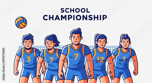 School Volleyball Team Ready To Compete In The Championship Game For The Prize