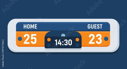 Scoreboard Illustrative: Showing The Score of A Match, Time Remaining, and Game Result Display
