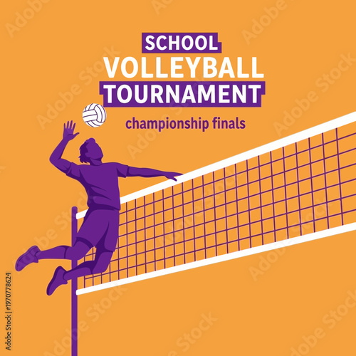 School Volleyball Tournament Illustration Depicting Exciting Championship Finals Action and