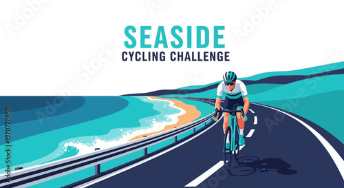 Seaside Cycling Challenge: An Illustrated Depiction Of Coastal Road Cycling And Competition