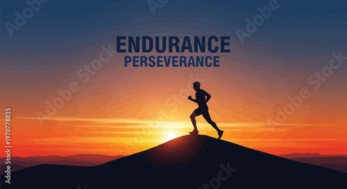 Silhouette Of A Runner Ascending A Hill Depicting Endurance And Perseverance