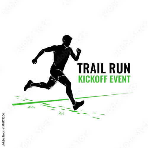 Silhouette Of A Runner During A Trail Run Kickoff Event On A White Background