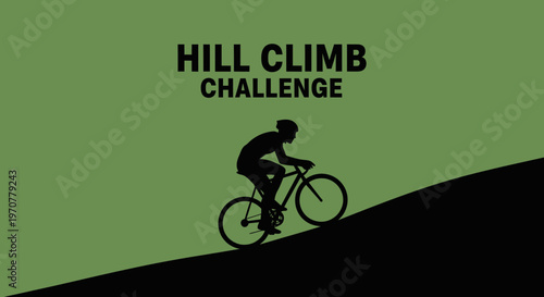 Silhouette Cyclist Tackles Uphill Climb Challenge on Bike for Endurance and Strength
