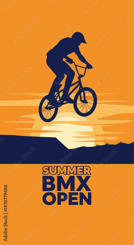 Obraz premium Silhouette Of A BMX Rider In Mid-Air During A Summer Outdoor Competition Event