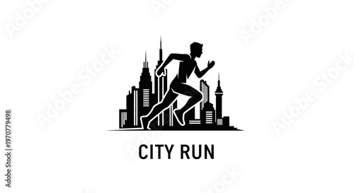 Silhouette Of A Runner In A Cityscape Design For Urban Sports And Fitness