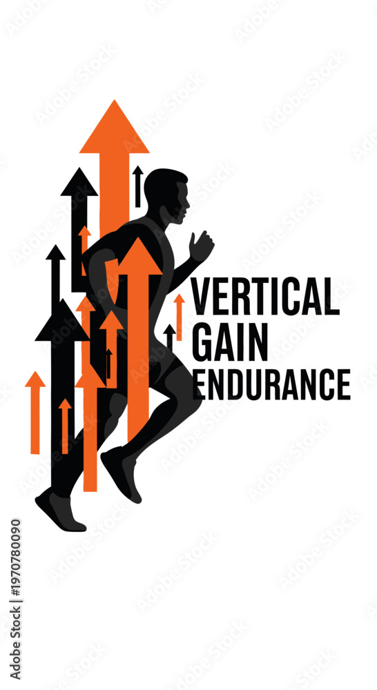 Fototapeta premium Silhouette Of Athlete Achieving Vertical Gain, Endurance, Showing Movement, And Progress