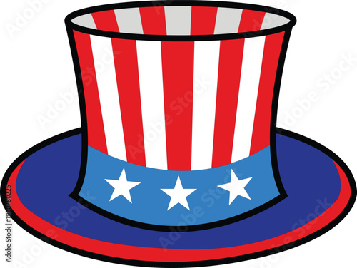 American Uncle Sam top hat with red white and blue colors  patriotic symbol