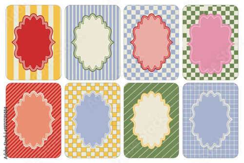 Wavy Scallop Frame Set with Wave Border Shapes and Scalloped Edges, Retro Vector Patterns, Cute Colored Frames for Decorative Design, Scrapbook, Cards and Creative Layouts