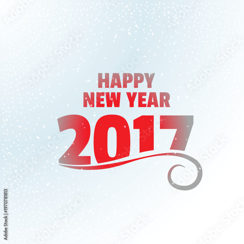 Festive happy new year 2017 with red numbers and falling snow effect on light blue background celebration
