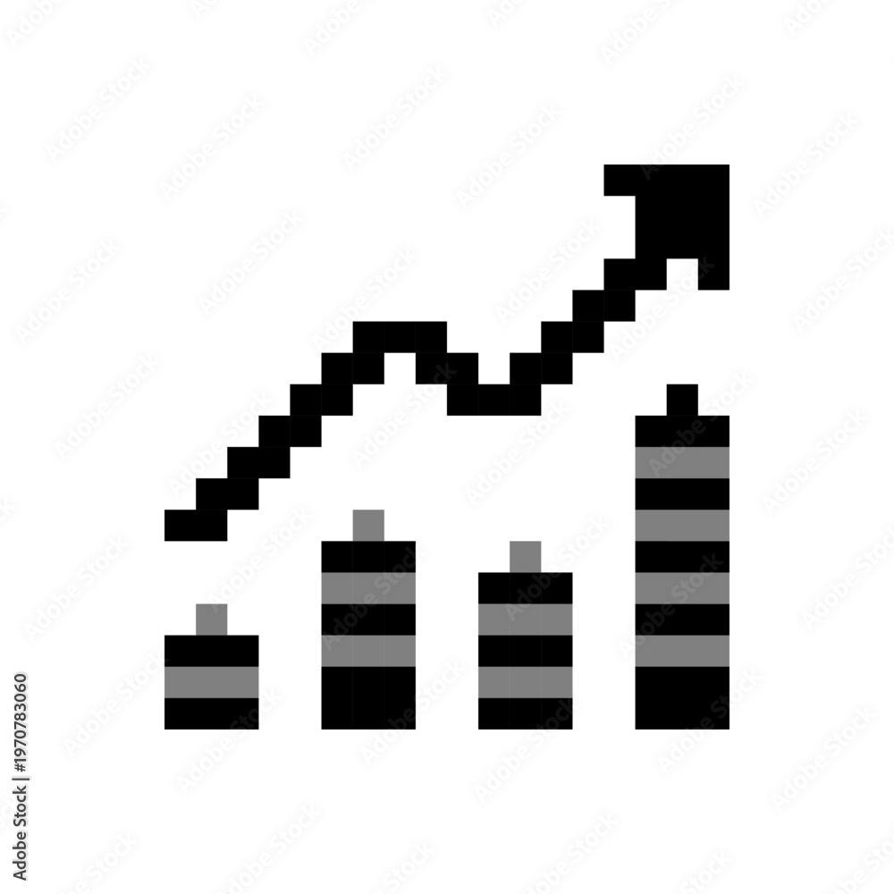 Fototapeta premium Pixel Art Financial Progress Graph
