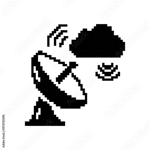 Pixel Art Cloud Communication Satellite