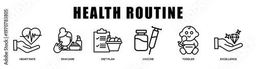 line - Health Routine web banner icon vector illustration concept