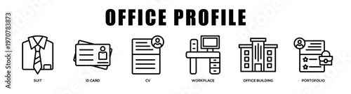 line - Office Profile web banner icon vector illustration concept