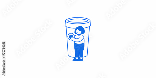 Woman inside a test tube a concept of isolation and containment