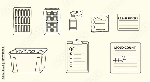 Sketch style refrigerator icons and a freezer isolated on transparent background showcasing kitchen appliance designs