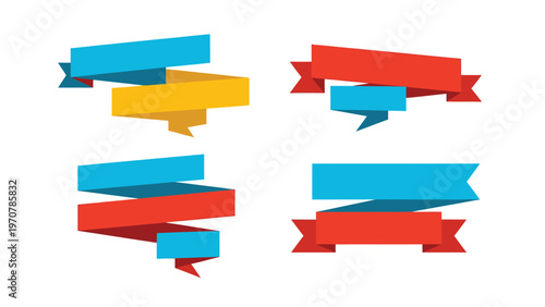 Flat Design Vector Ribbons and Banners Set. Colorful Graphic Elements for Titles, Labels, Sales, and Promotions.