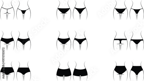 Collection of Underwear Styles for Women Vector Illustration